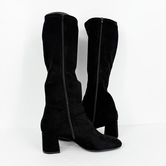 Vaneli Womens Sorina Tall Boots Size 11M Black Suede Slip On Flared Heel NIB - Picture 3 of 13